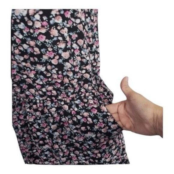 Sleeveless Floral Black Multicolor Romper Size 8 Pockets Elastic-Waist Jumpsuit - Picture 7 of 10